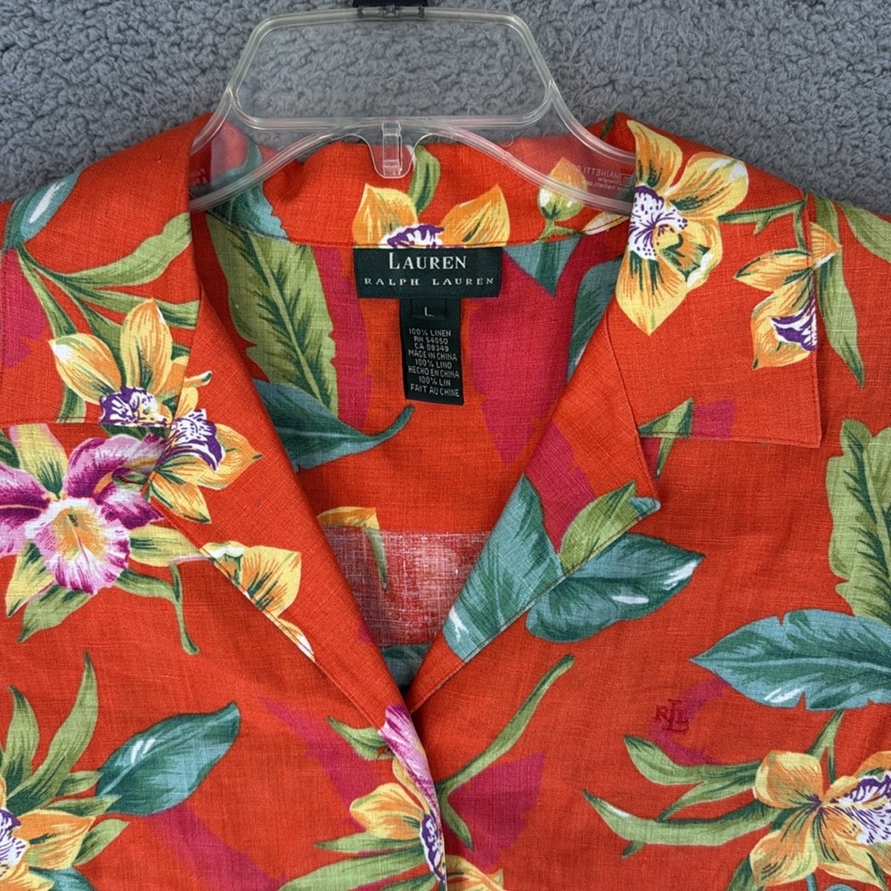 Ralph Lauren Orange Floral Button-Down Shirt - Picture 2 of 11